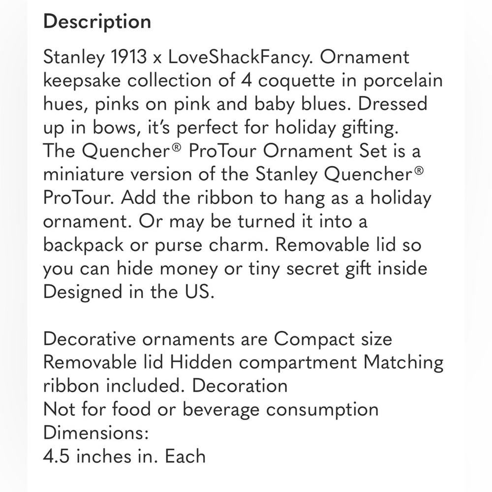 💕Stanley LoveShackFancy Holiday Ornament Collection 2025 NEW IN BOX - Picture 8 of 8